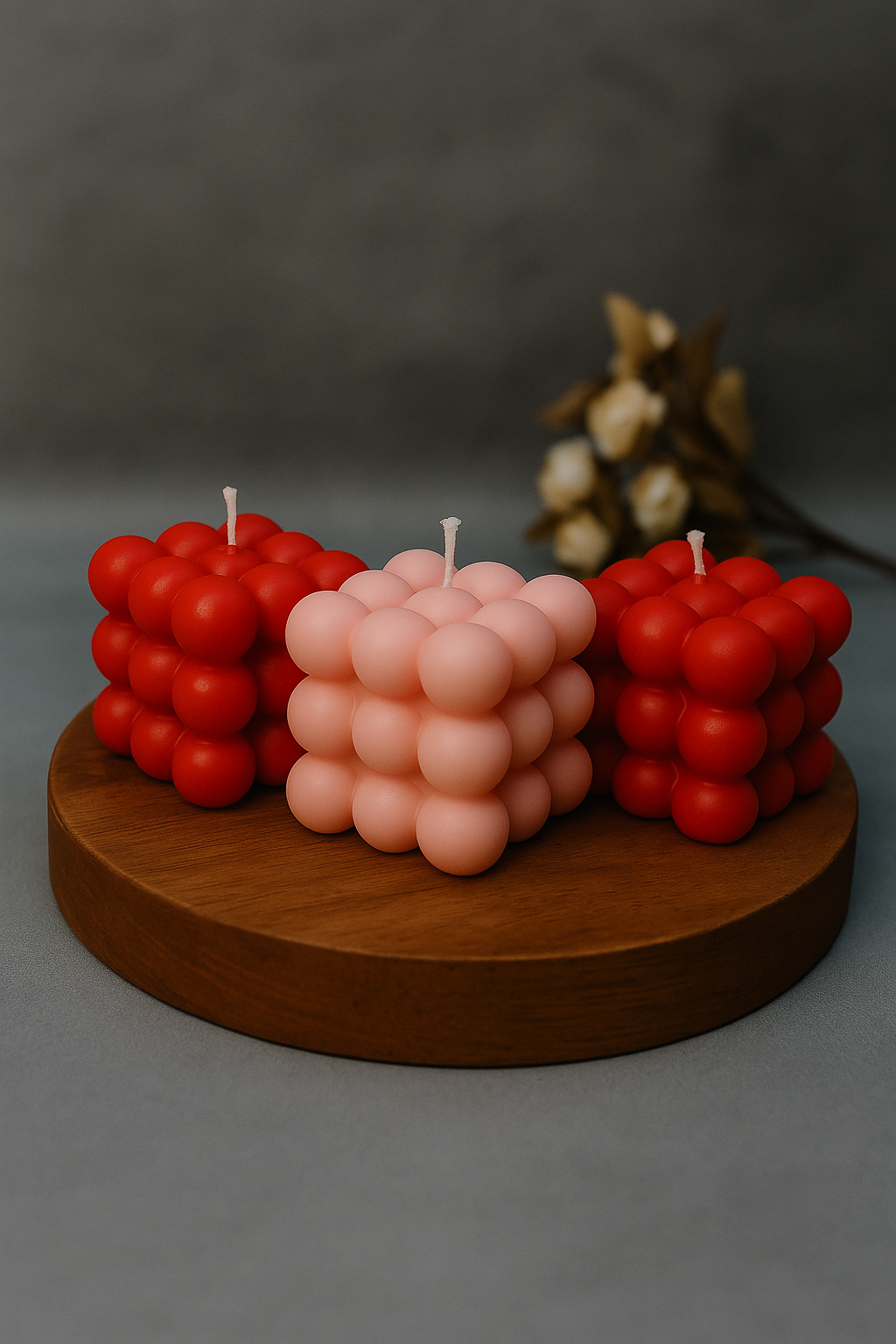 Bubble Pop Candle - Combo (Red & Pink) - Set of 3