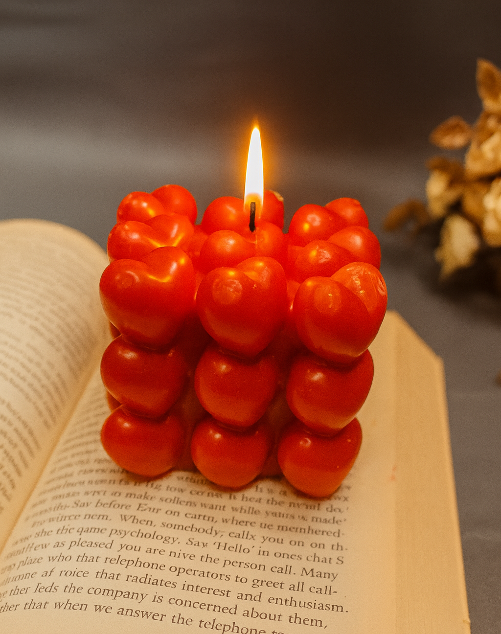 Heart Cube Candle - Red - 9x9